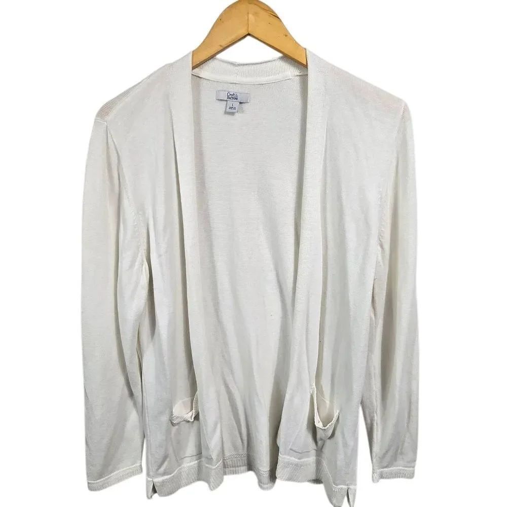 Croft & Barrow White Women's Cardigan Sizr L